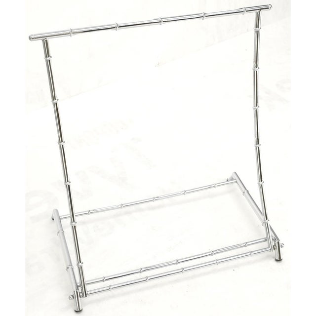 Mid Century Italian Modern Chrome Faux Bamboo Folding Collapsible Towel Rack For Sale - Image 10 of 14