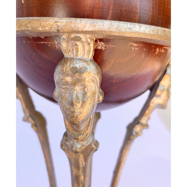 Late 20th Century Vintage Roger Abbey Art Deco Wood Globe & Figural Table Lamp For Sale - Image 5 of 11
