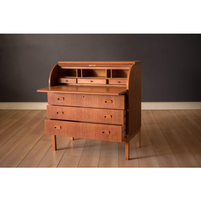 Mid-Century Modern Mid Century Modern Scandinavian Teak Secretary Desk For Sale - Image 3 of 17