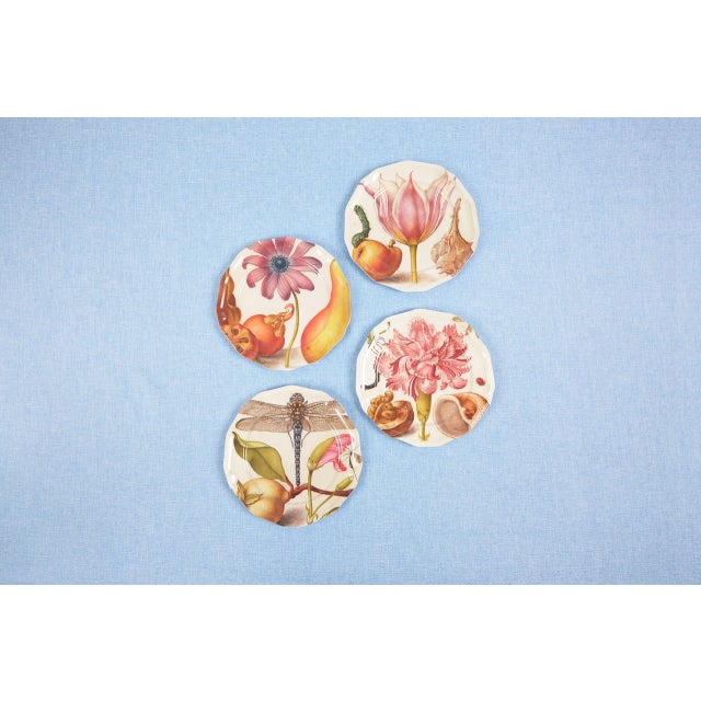 Plastic Botaniste Flower Side Plates, Set of 4 For Sale - Image 7 of 8