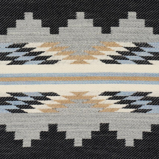 Traditional Schumacher Monsoon Fabric In Navy For Sale - Image 3 of 6