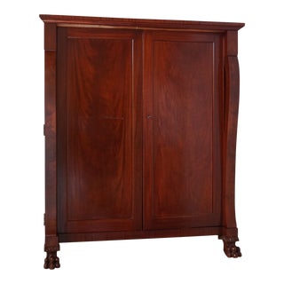 American Empire Mahogany Gentleman's Wardrobe For Sale
