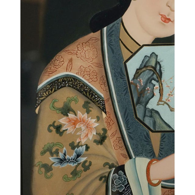 Chinese Artist, Ancestral Portraits, Hand Painted Glass, Set of 2 For Sale - Image 11 of 18