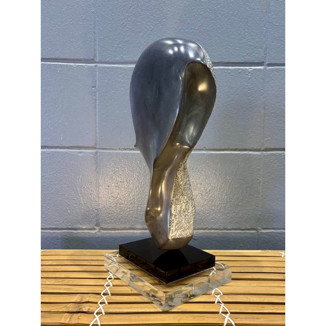 Vintage Postmodern Abstract Carved Stone Sculpture on Lucite Base For Sale In Miami - Image 6 of 6