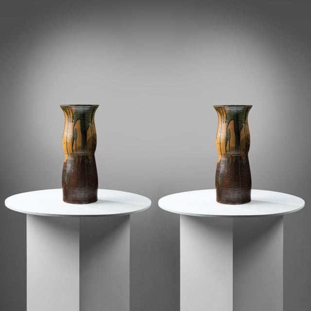 Stoneware Vasesb by Eugène Lion for Puisaye, 1930s For Sale - Image 4 of 8