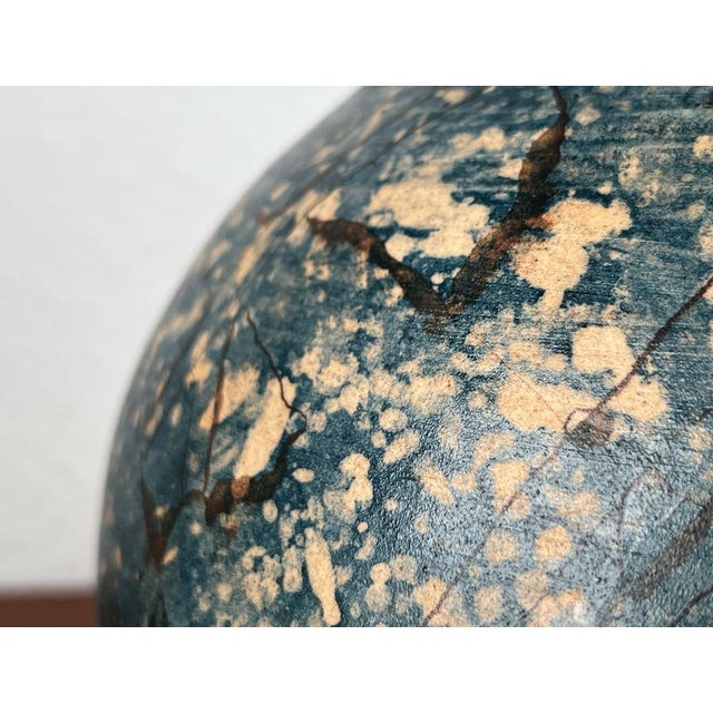 Mid-Century Modern Brutalist German Studio Pottery Vase by Gerhard Liebenthron, 1975, in Very Good conditions. Designed...