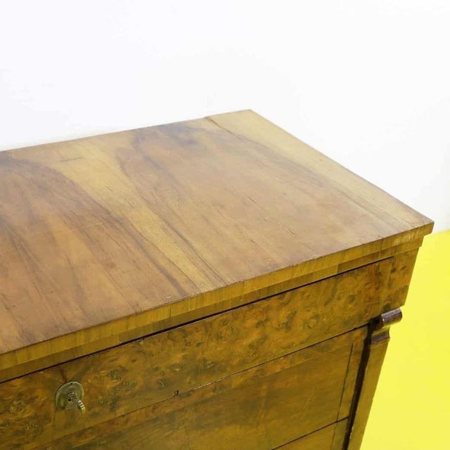 Wooden Chest of Drawers with Three Drawers and Burl Finish For Sale - Image 3 of 14
