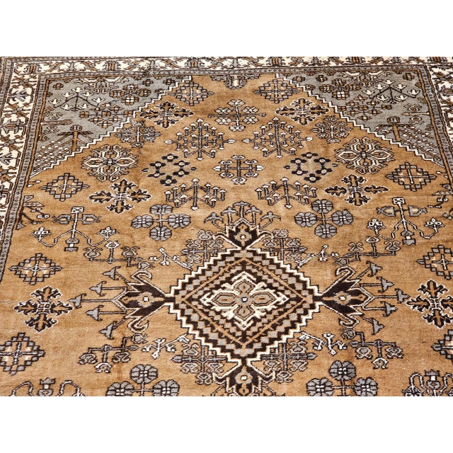 Persian Vintage Persian Bakhtiari Rug, Hand-Knotted Wool, Allover Geometric Pattern, Camelhair & Ivory, 8x11 For Sale - Image 3 of 18