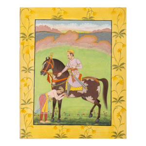 Indian Mughal Emperor on Horseback Gouache