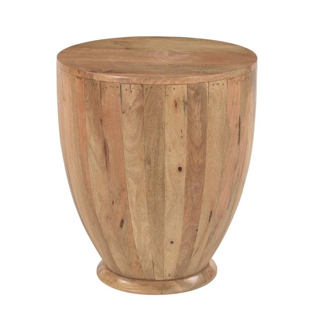 Far Pavilions Mid 20th Century Rustic Brown Reclaimed Wood Round End Table – 1 Piece For Sale - Image 4 of 5