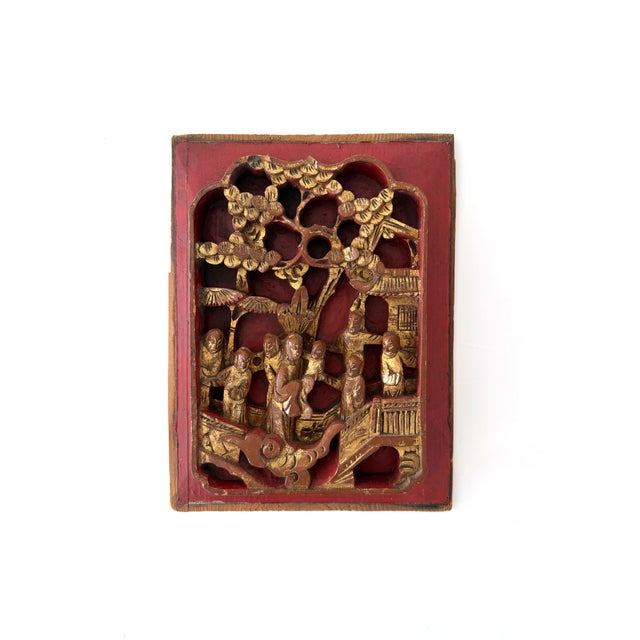 Chinese Antique Chinese Carved Gilt Wood Panel on Stand For Sale - Image 3 of 15