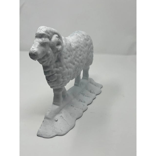 Black Antique 19thC Cast Iron Ram Door Stops Set of 3, 2 Black 1 White Free-Standing Heavy For Sale - Image 8 of 18