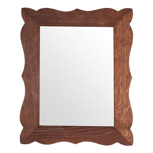 Vintage Oak Mirror with Wavy Wooden Frame, 1970s For Sale
