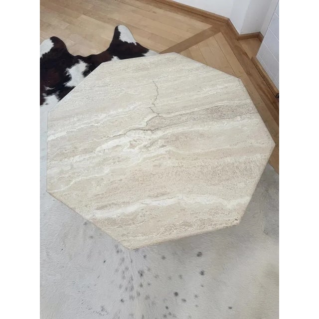Stone Beige Octagon Travertine Cocktail Coffee Table, 1970s For Sale - Image 7 of 11