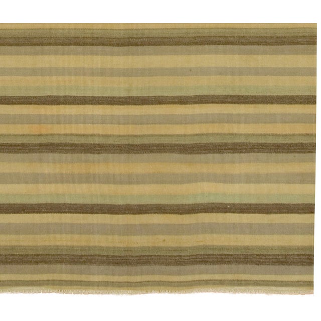 1950s Vintage Tan Turkish Kilim Runner Rug 4ft 6in X 10ft 2in For Sale - Image 5 of 8