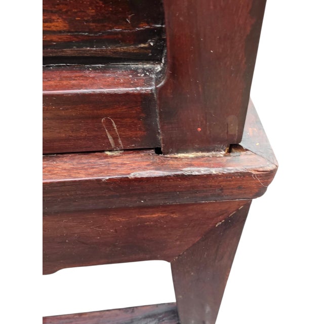 Brown Antique Late Qing Chinese Hongmu Scholar’s Chair With Carved Bird, Poetic Inscription and Openwork Scroll Supports, Circa 1880–1910 For Sale - Image 8 of 16
