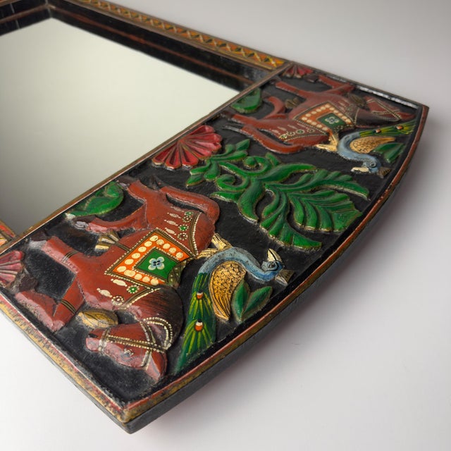 Black Vintage Wooden Wall Mirror, India, 1970s For Sale - Image 8 of 18