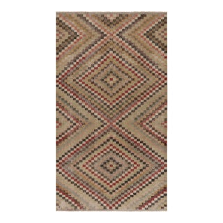Vintage Distressed Rug, Multicolor Geometric Diamond Mosaic - Rug & Kilim For Sale