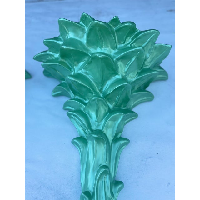 Palm Tree Apple Green Color Wall Sconces -a Pair For Sale In Miami - Image 6 of 10