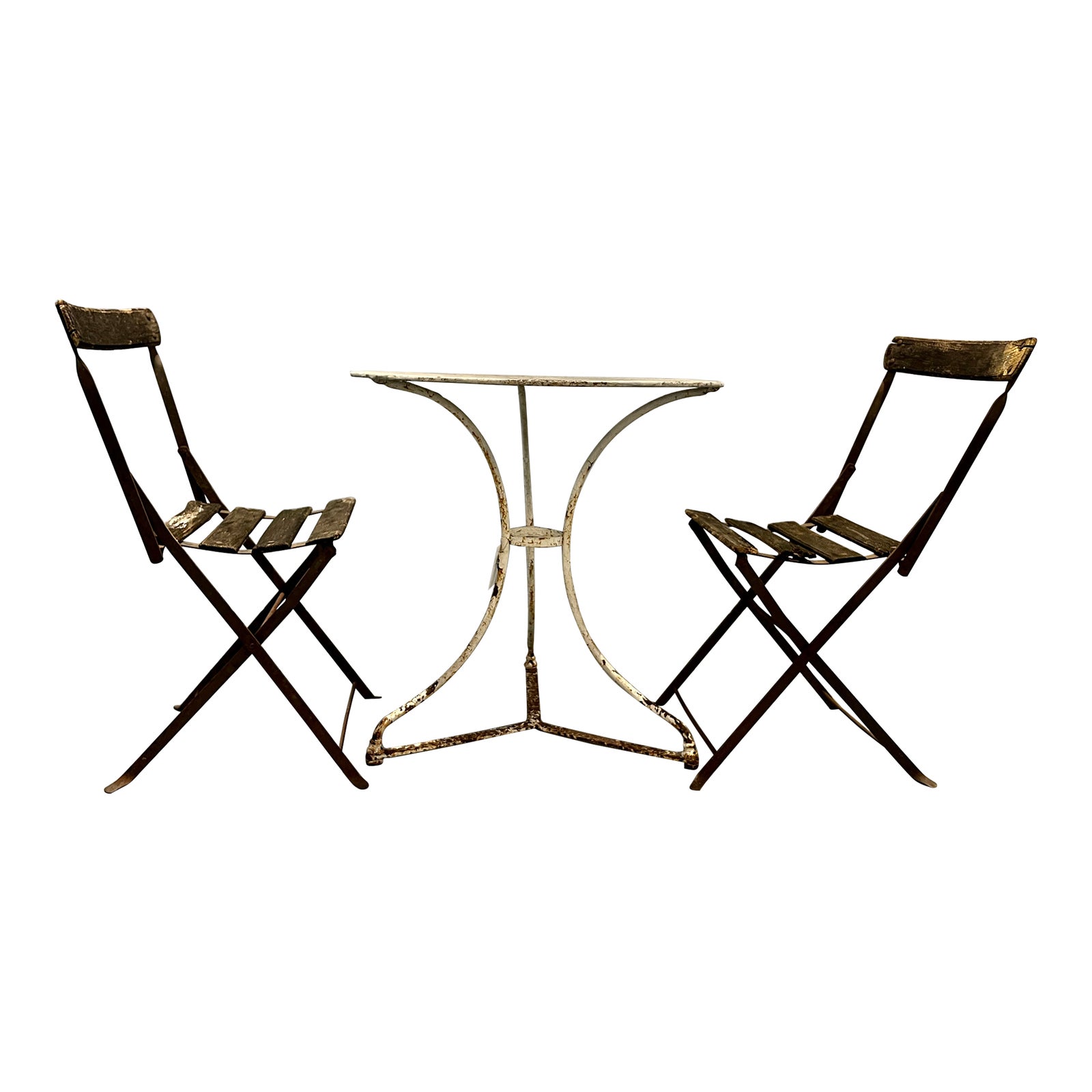 Antique French Bistro Table & 2 Chairs | Chairish
