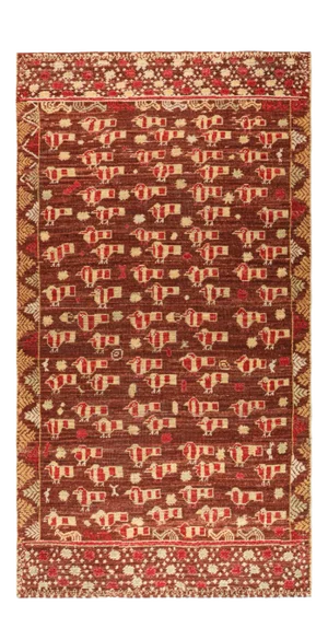 Rug & Kilim’s Tribal Runner Rug in Brown With Geometric Patterns and Birds