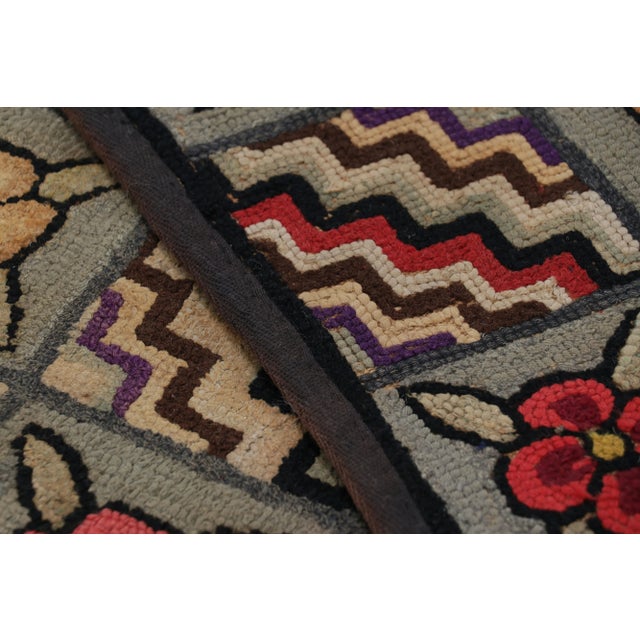 Antique Hooked Rug in Gray With Floral Medallion & Patterns From Rug & Kilim For Sale In New York - Image 6 of 6