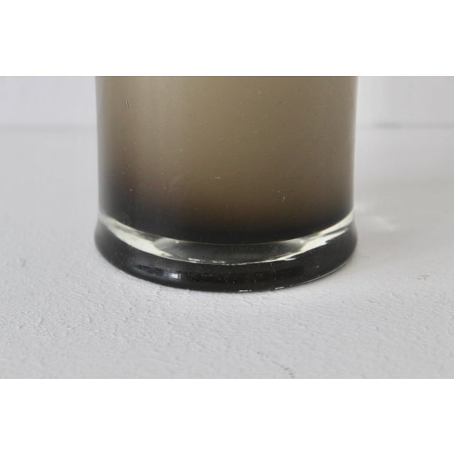 Scandinavian Style Handcrafted Modern Faux Bamboo Gray Glass Vase For Sale - Image 13 of 14