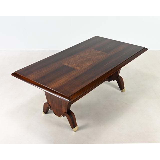 Brown Vintage French Art Deco Rosewood Dining Table, 1930 For Sale - Image 8 of 17