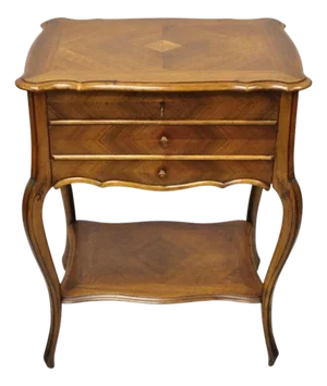 Antique French Victorian Mahogany Sewing Stand Nightstand Side Table W/ Flip Top