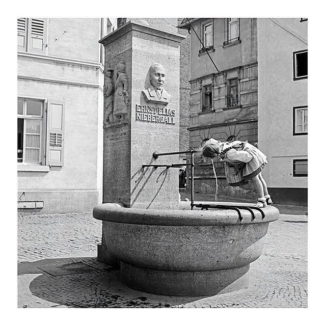 Girl at Ernst Elias Niebergall Fountain Darmstadt, Germany, 1938, Printed 2021 For Sale