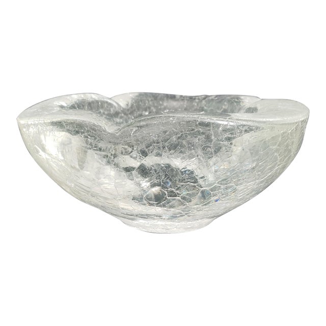 1980s Renato Anatra Murano Ghiacciato Glass Bowl For Sale
