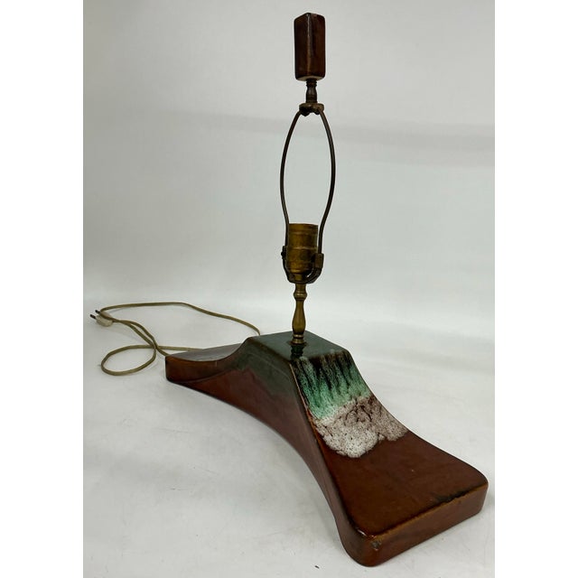 1960s Midsentury Seramic Lamp With Original Parchment Shade For Sale - Image 5 of 12