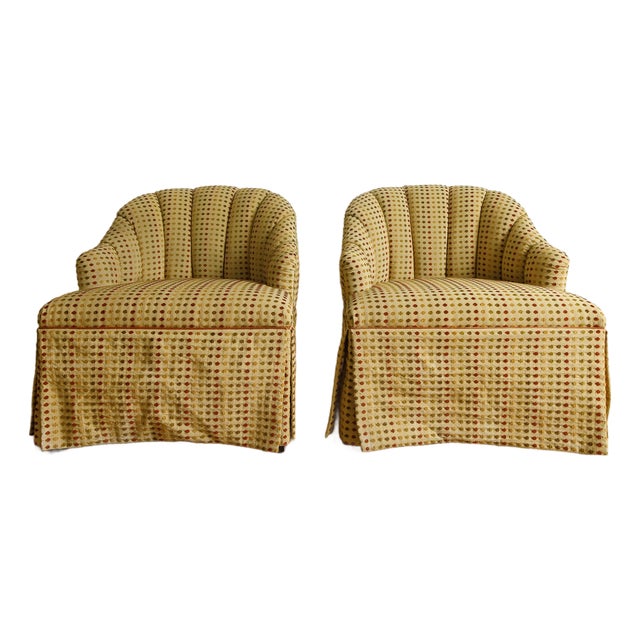 Set of 2 Attributed Baker Furniture Custom Re-Upholstered Swivel Armchair For Sale