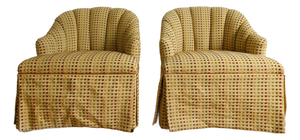 Set of 2 Attributed Baker Furniture Custom Re-Upholstered Swivel Armchair