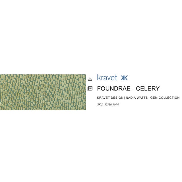 A sophisticated pair of custom designer pillows made in Kravet Foundrae in Celery, from the Nadia Watts Gem Collection....