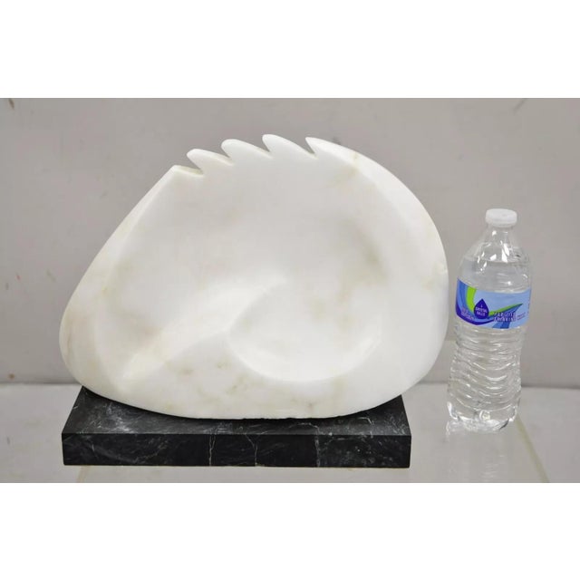 Sheryl C. Benjamin Carved Marble Abstract Modernist Sculpture on Marble Base For Sale - Image 10 of 12