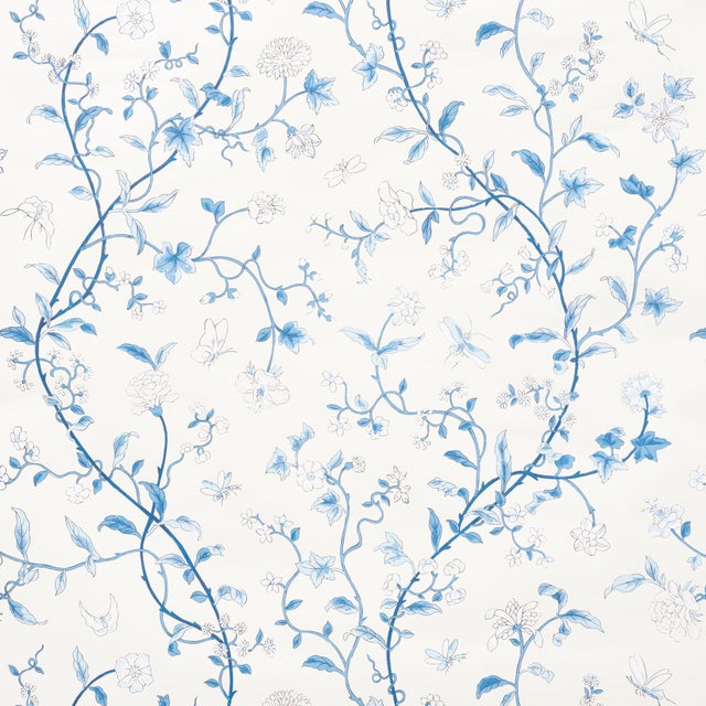 Contemporary Sample - Schumacher Floraison Wallpaper in Porcelain For Sale - Image 3 of 3