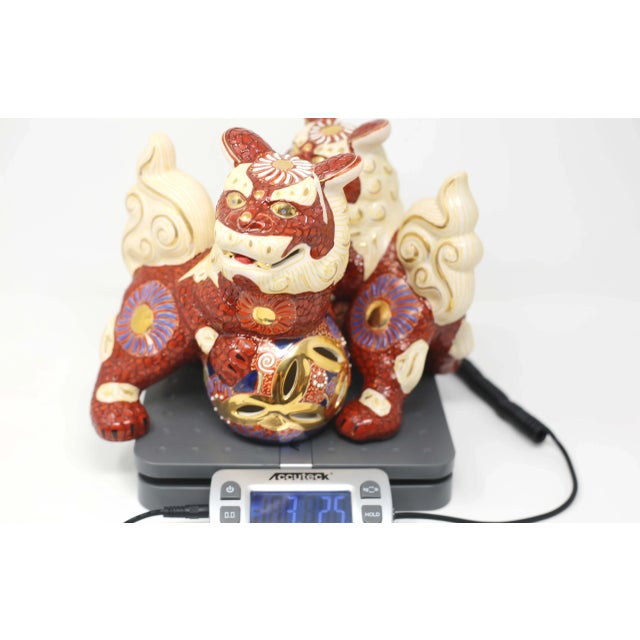 Burnt Orange Vintage Satsuma Foo Lions - a Pair Male and Female For Sale - Image 8 of 10