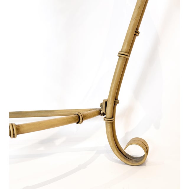 Hollywood Regency Metal Faux Bamboo Demilune Console Table and Mirror - Set of 2 For Sale - Image 11 of 13