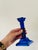 Neoclassical Vintage Cobalt Blue Glass Candlestick Holders – Neoclassical Column Design, Set of 2 For Sale - Image 3 of 6
