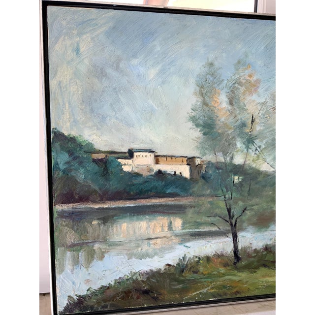 Vintage American School River Landscape Oil Painting on Canvas, Framed For Sale - Image 9 of 12