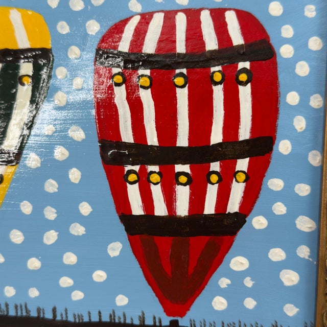 Metal Original Hot Air Balloon Painting on Board For Sale - Image 7 of 11