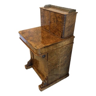 Antique Victorian Burr Walnut Davenport Desk, 1860 For Sale