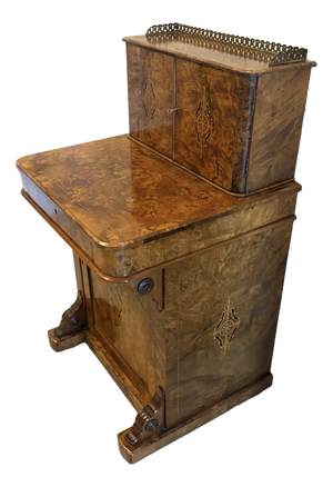 Antique Victorian Burr Walnut Davenport Desk, 1860