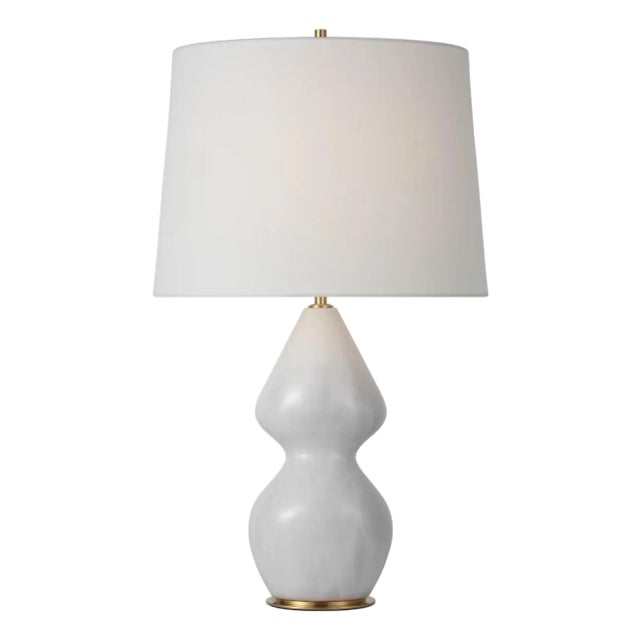 Thomas O'Brien by Visual Comfort Signature Noppon 30" Table Lamp in Veiled White with Linen Shade For Sale