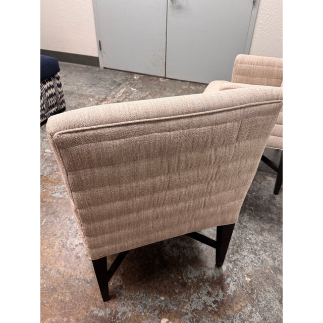 White Hickory White Channel Tufted Lounge Armchairs, Pair For Sale - Image 8 of 12