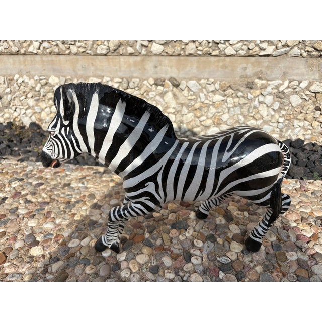 1960s Italian Glazed Terracotta Zebra Sculpture For Sale - Image 12 of 12