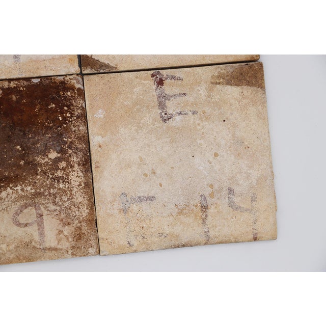 19th Century Set of Four Tiles Depicting Flowers and Rocailles , Portuguese Baroque For Sale - Image 12 of 14