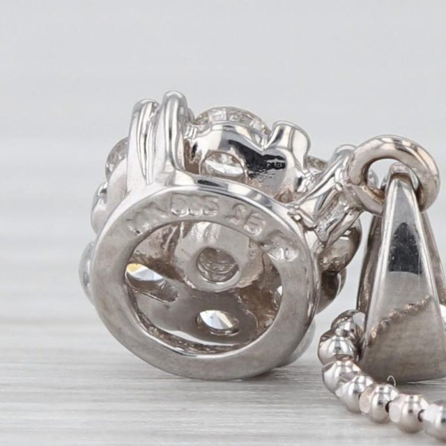 0.20ctw Diamond Flower Cluster Pendant Necklace 14k White Gold 16" Bead Chain For Sale In Greensboro - Image 6 of 6