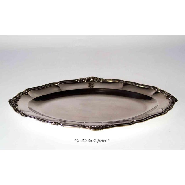 Silver 1890 Antiques Sterling Oval Platter Contour by Piau, With Applied Initials S" For Sale - Image 8 of 12
